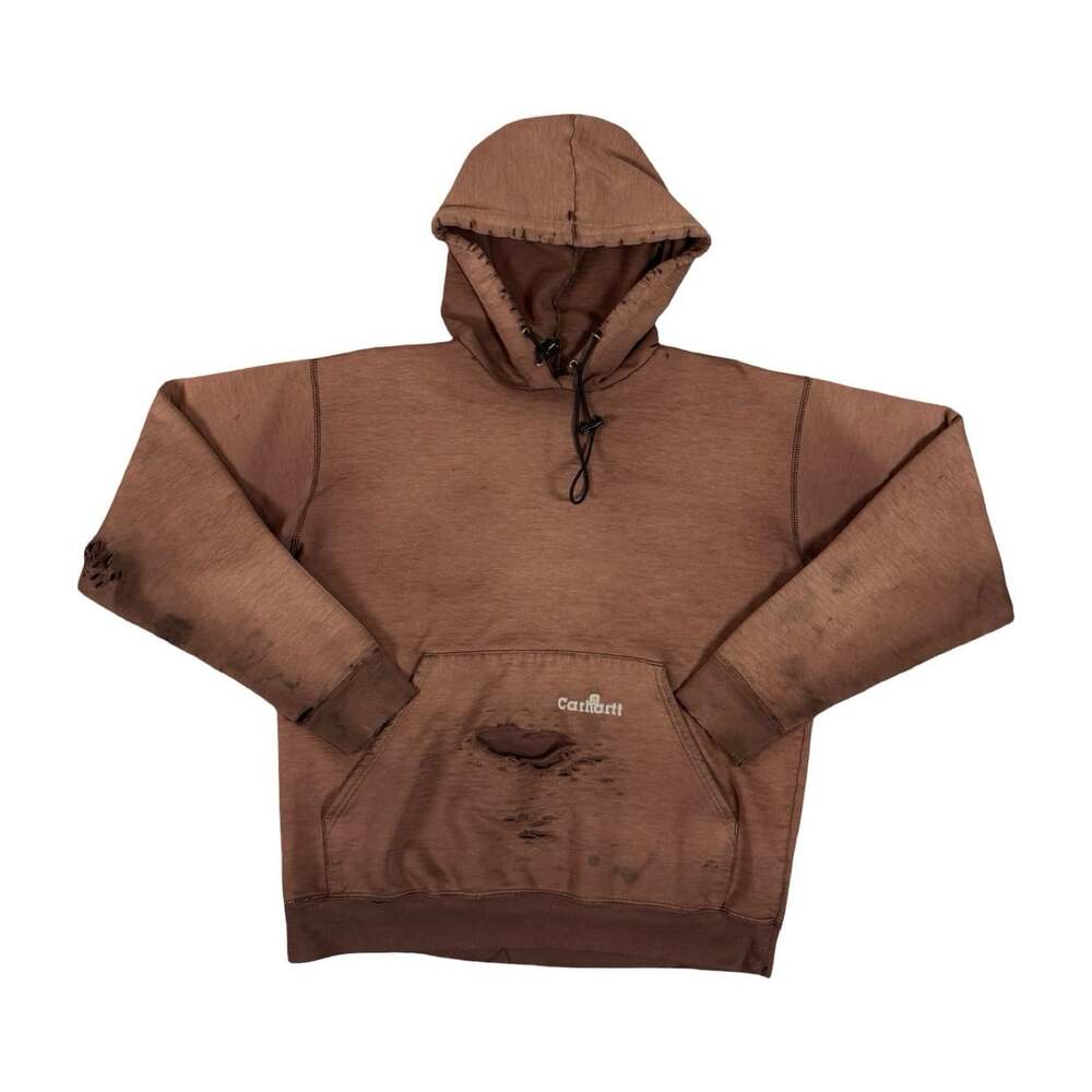 Vintage Thrashed Carhartt Men’s Faded and Distressed Pullover Hoodie Size L